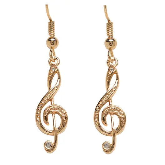 Gold Treble Clef Earrings