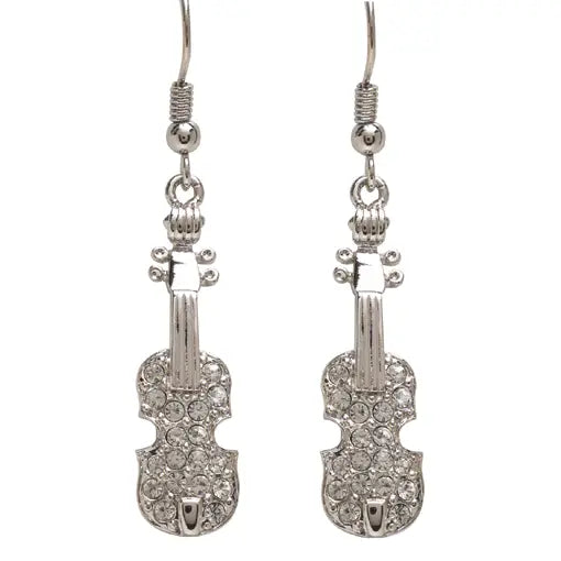 Silver Violin Earrings