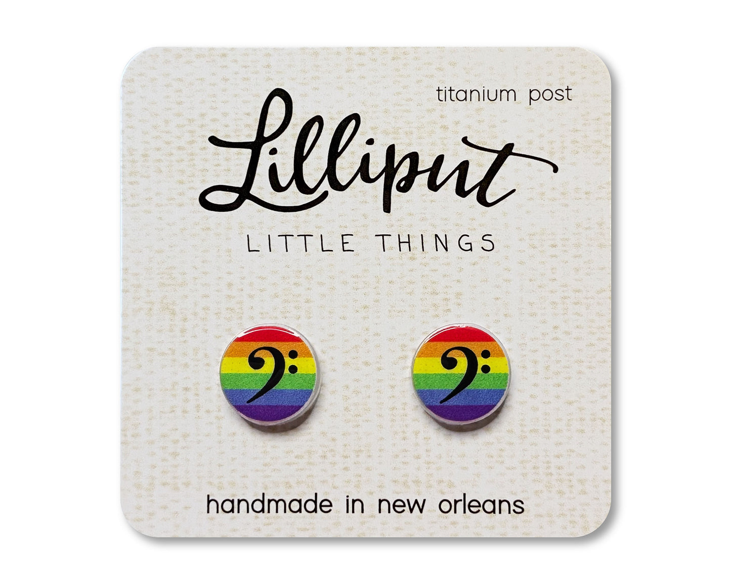 Rainbow Bass Clef Earrings