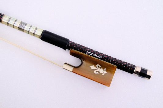 Color Infused Braided Violin Bow with Horn Frog  Fleur De Lis