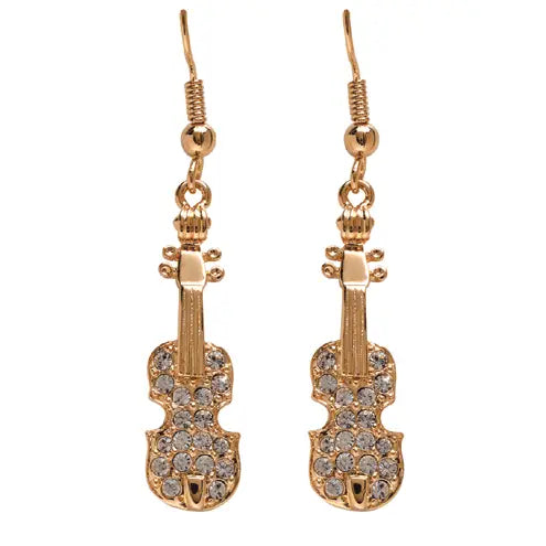 Gold Violin Earrings