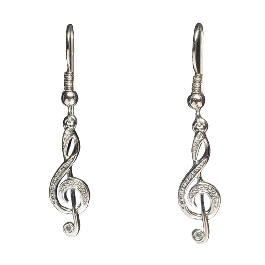 Silver Treble Clef Earrings