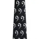 Handmade Tie - Black Tie White Bass Clefs