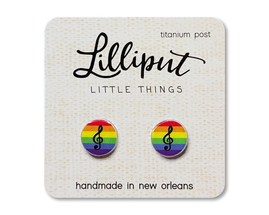 Rainbow Treble Clef Earrings